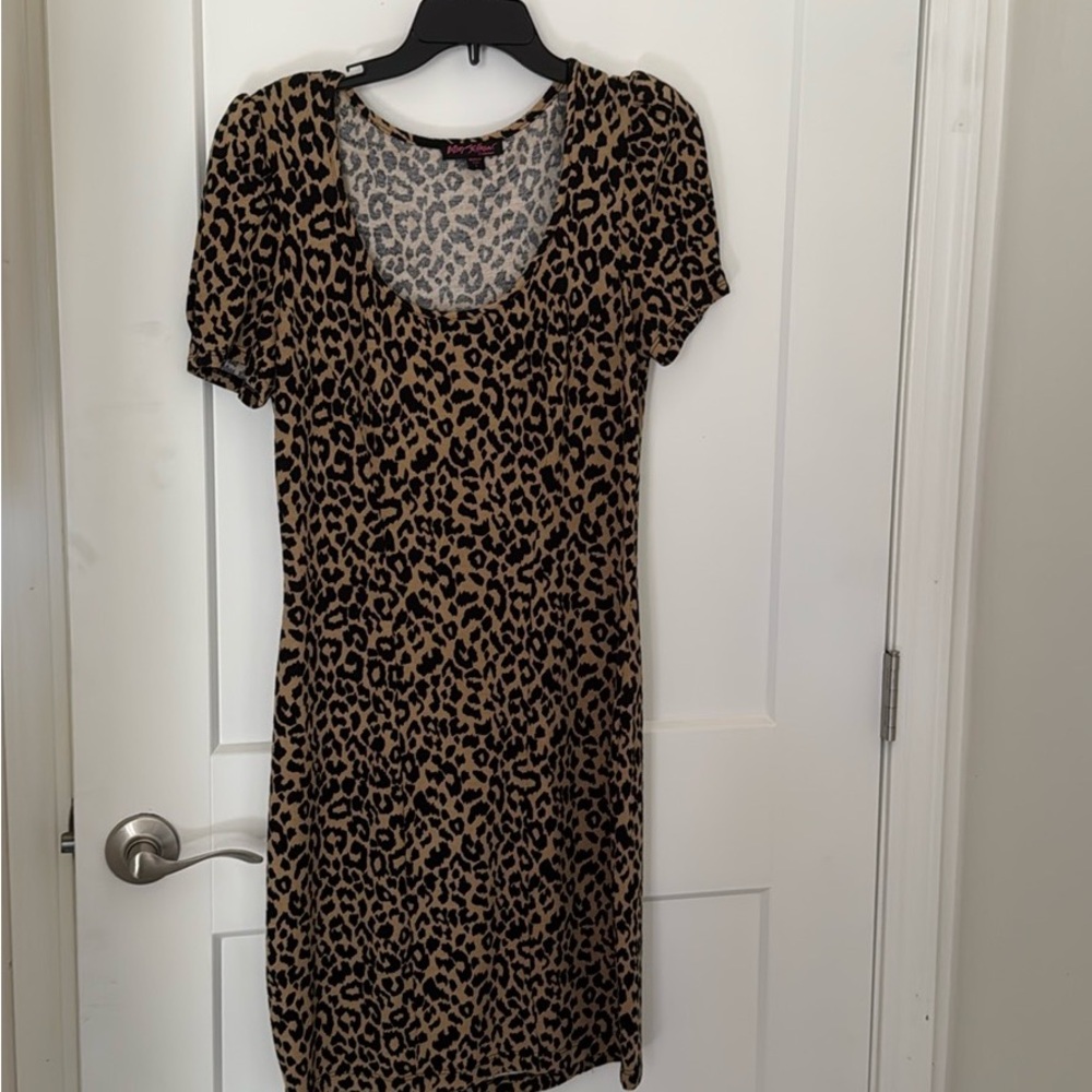 Betsey Johnson Leopard-Print Scoop Neck Midi Dress - Brown & Black